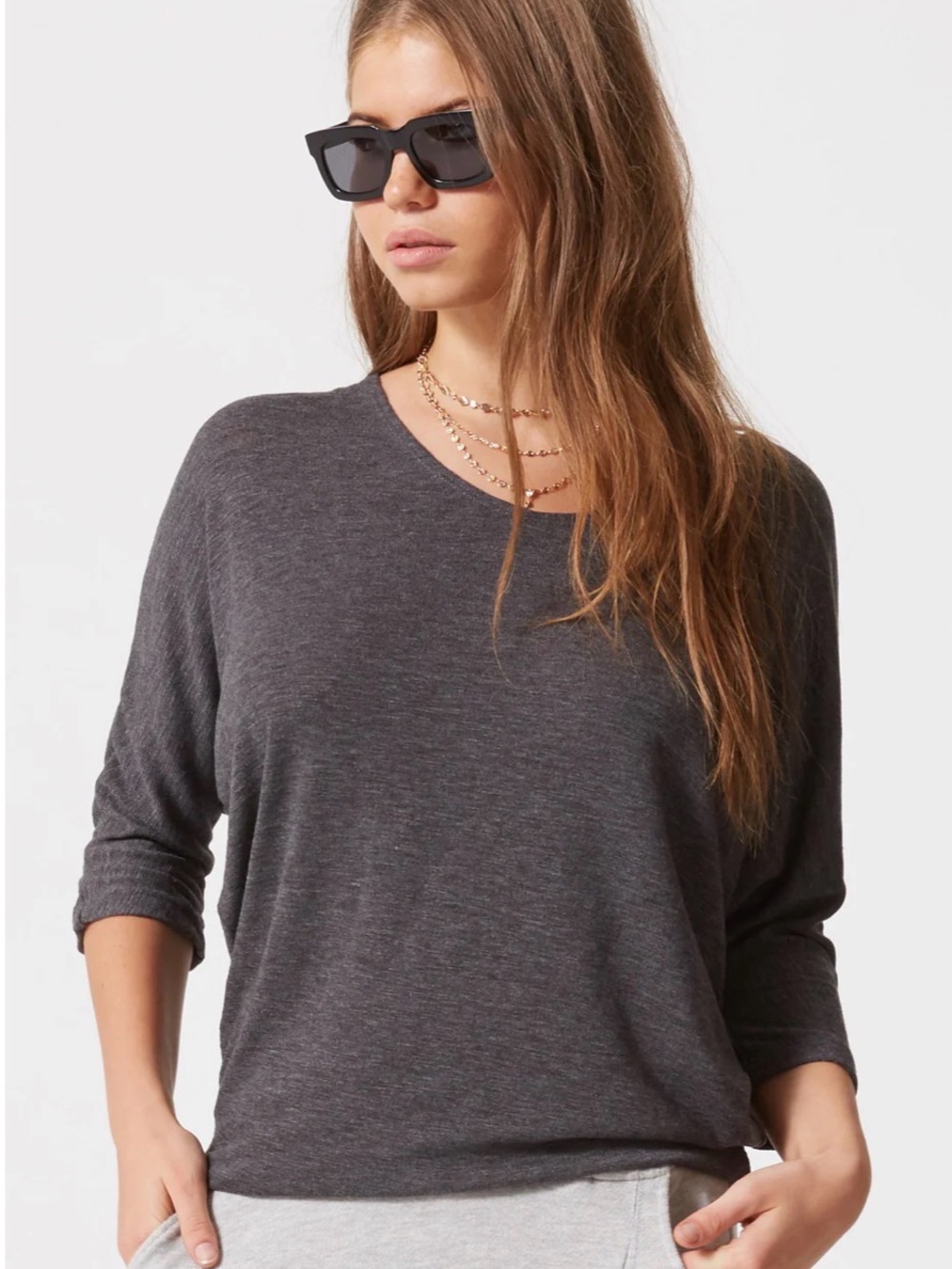 Laila Jayde Charcoal Brown Knit Top